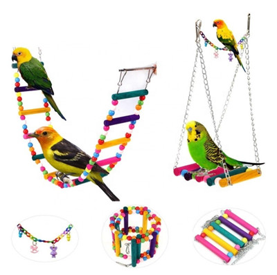 Pets bird parrot toys play 6pcs det for cage